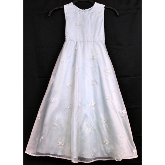 Green Dog Dress sz 8 Blue Wedding Flower Bow Shimmer Sheer Daisy Special Occasio - Picture 1 of 12